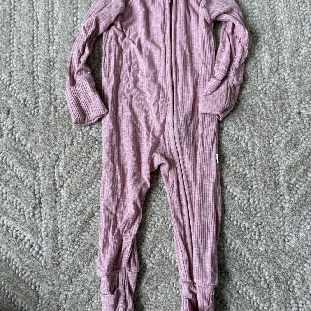 Little Sleepies Zippy Pajamas Ribbed Heather Mauve Pink One Piece